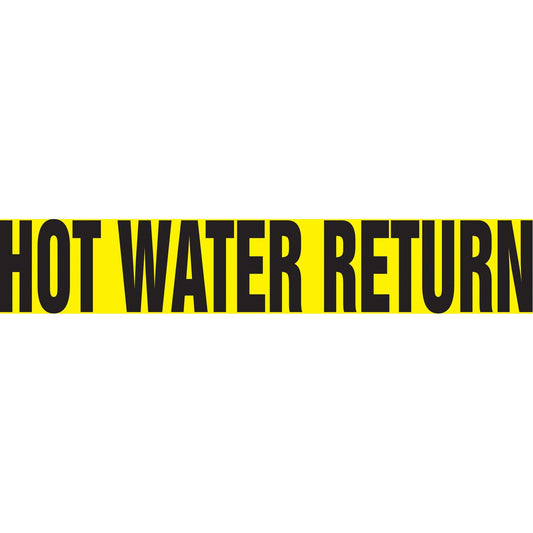 Marqueur de tuyau Snap Tite™ « Retour d'eau chaude », à clipser, 6" H x 8" L, Noir sur Jaune