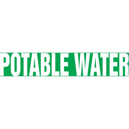 Snap Tite™ "Potable Water" Pipe Marker, Snap-On, 9" H x 8" W, White on Green