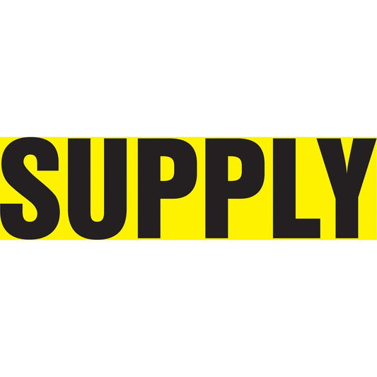 "Supply" Pipe Marker, Self-Adhesive, 2-1/2" H x 12" W, Black on Yellow