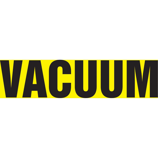 "Vacuum" Pipe Marker, Self-Adhesive, 1-1/2" H x 8" W, Black on Yellow