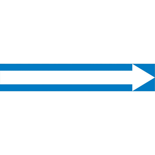 Arrow Pipe Markers, Self-Adhesive, 1-1/2" H x 8" W, White on Blue