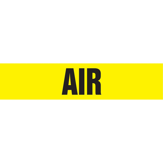 "Air" Pipe Marker, Self-Adhesive, 1-1/2" H x 8" W, Black on Yellow