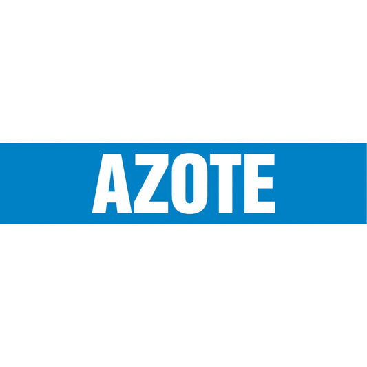 Marqueur de tuyau Snap Tite™ "Azote", encliquetable, 6" H x 8" L, blanc sur bleu