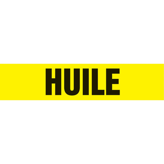 Marqueur de tuyau « Huile », autoadhésif, 2,5 cm H x 20,3 cm L, noir sur jaune