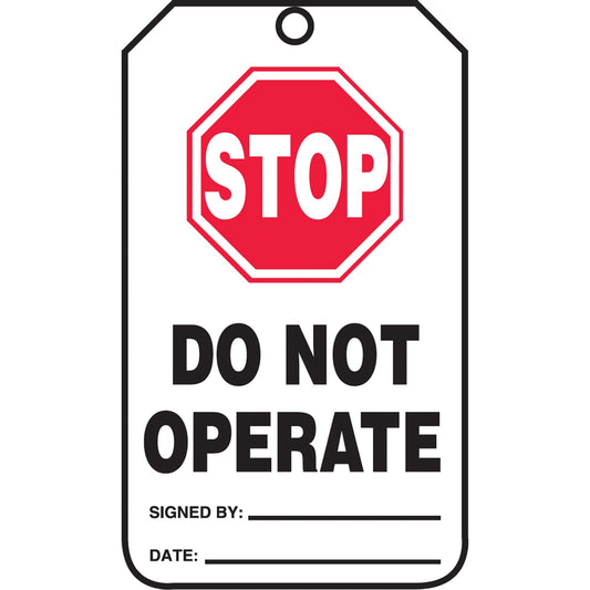 Safety Tags, Plastic, 3-1/8" W x 5-7/8" H, English