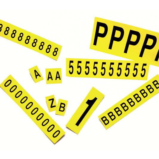 Individual Adhesive Letter Markers, B, 3-7/8" H, Black on Yellow