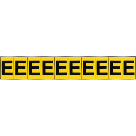 Individual Adhesive Letter Markers, E, 1" H, Black on Yellow