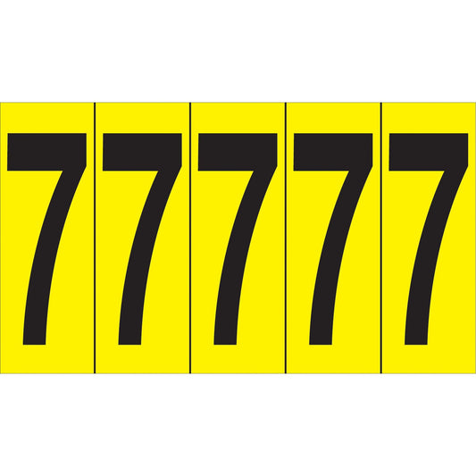 Individual Adhesive Number Markers, 7, 3-7/8" H, Black on Yellow