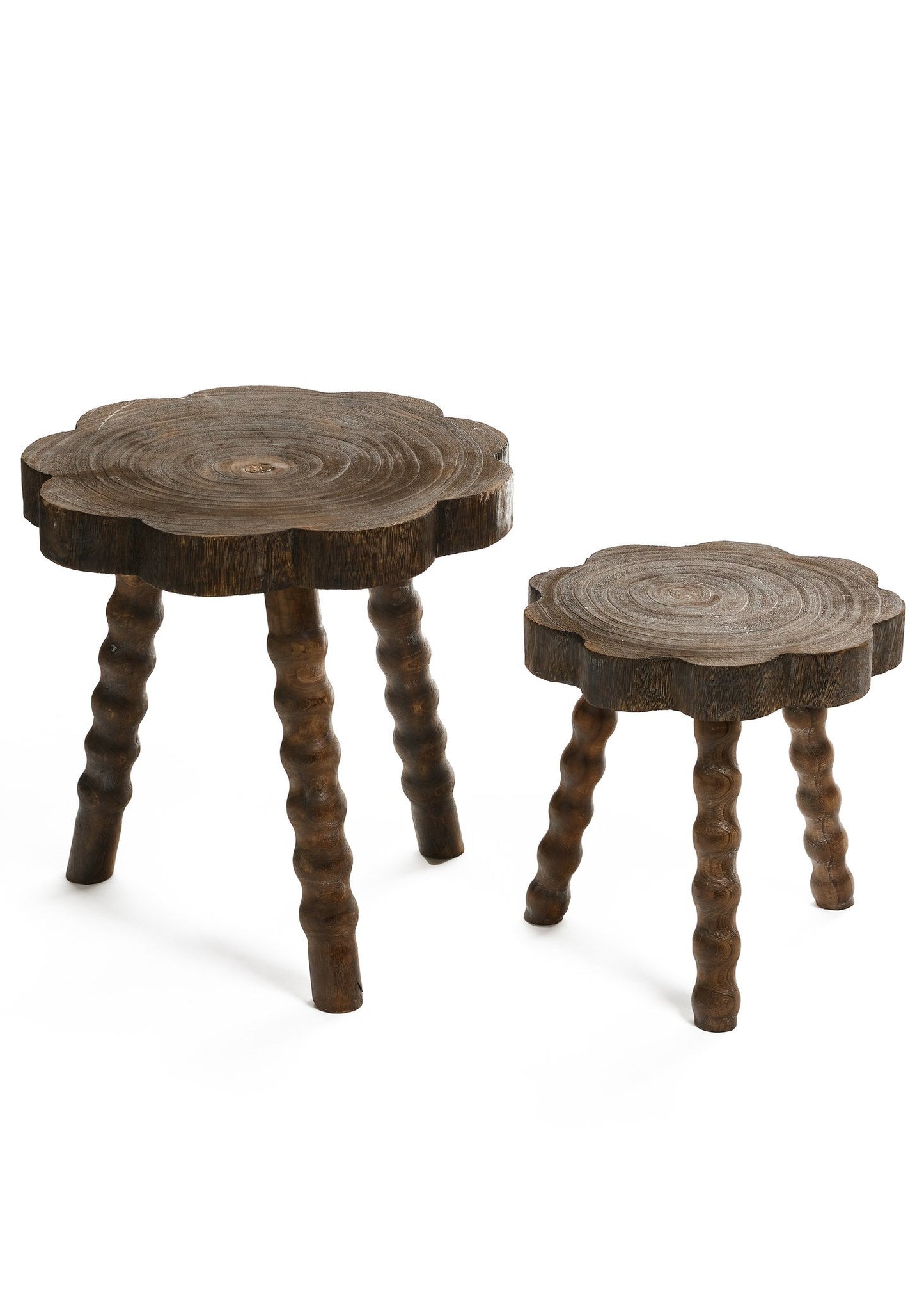 Scallop Top Bobbin Leg Table – Burnt Brown
