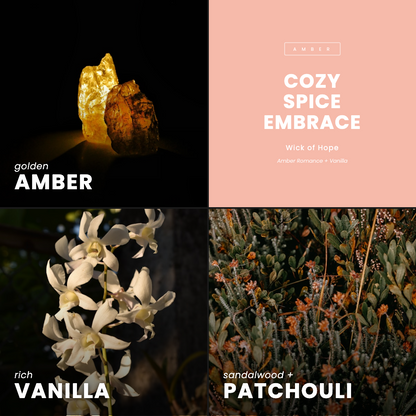 Cozy Spice Embrace Candle | Amber Romance + Vanilla