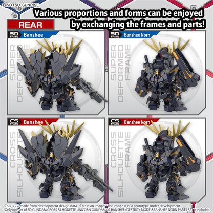 SD GUNDAM CROSS SILHOUETTE UNICORN GUNDAM 02 BANSHEE - DESTROY MODE- & BANSHEE NORN PARTS SET