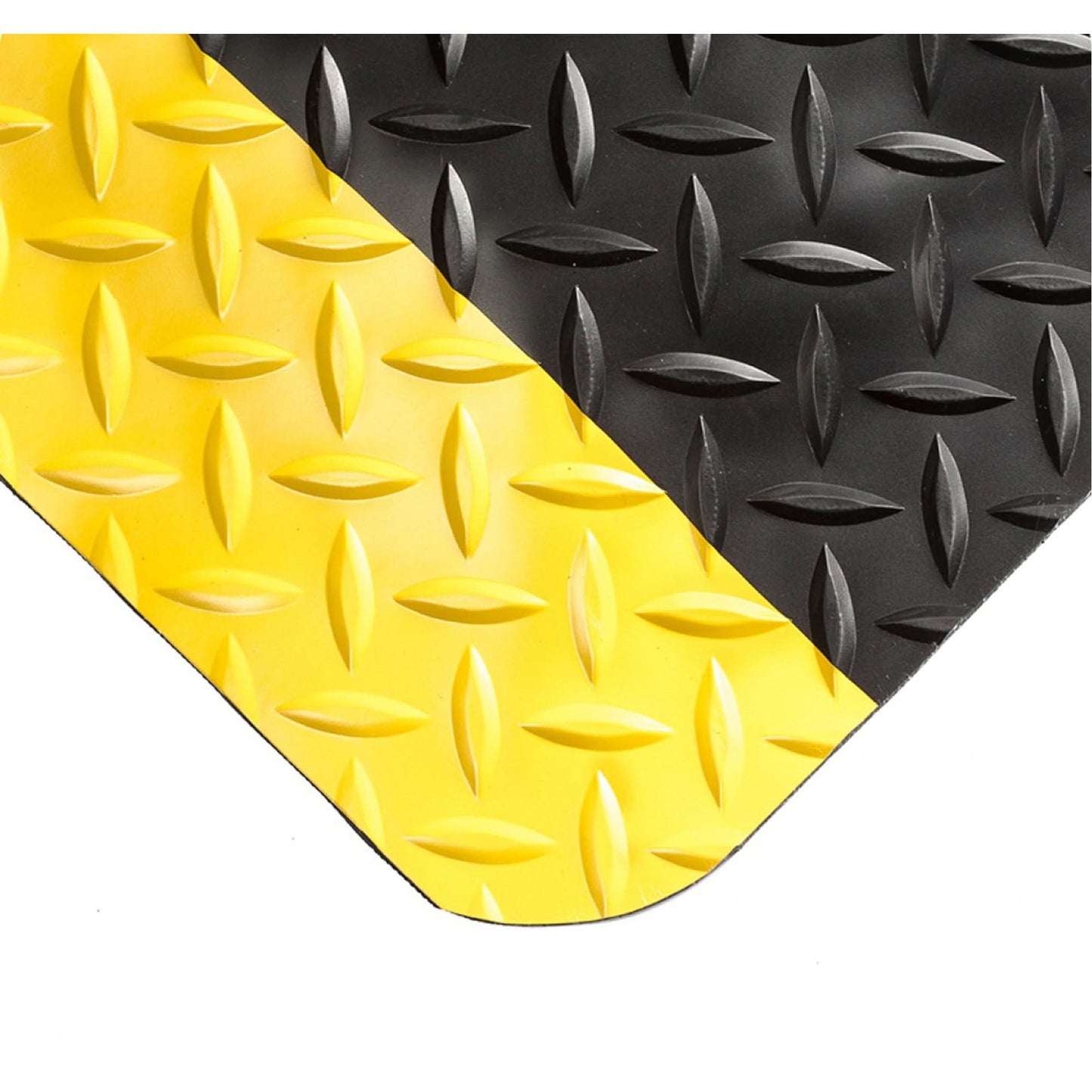 Tapis SpongeCote® n°415, motif diamant, 1,52 m x 3,05 m x 14 mm, noir/jaune, éponge PVC