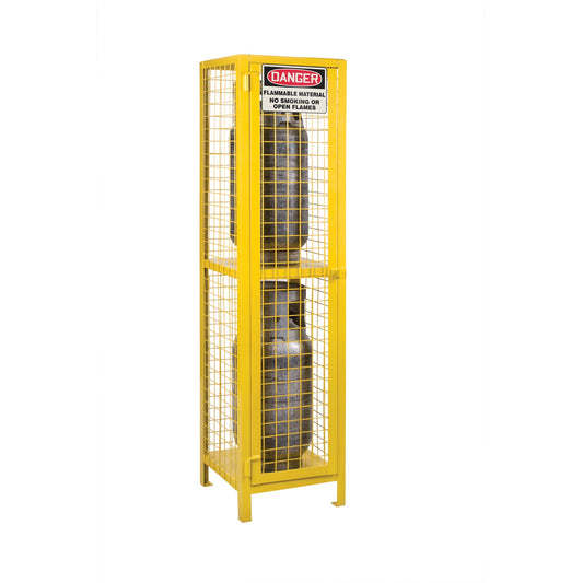 Armoires pour bouteilles de gaz, capacité de 2 bouteilles, 43 cm L x 43 cm P x 175 cm H, Jaune