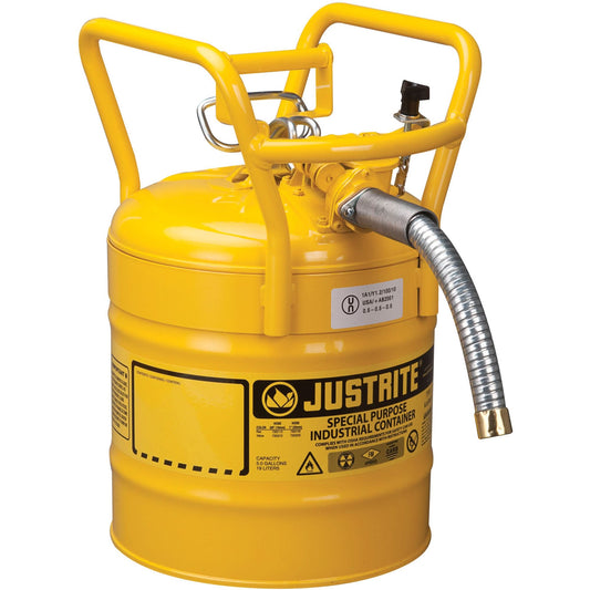 Bidons de sécurité AccuFlow™ de l'USDA, type II, acier, 5 gal. US, jaunes, homologués FM