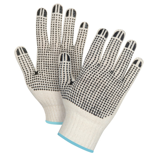 Heavyweight Double-Sided Dotted String Knit Gloves, Poly/Cotton, Double Sided, 7 Gauge, X-Large