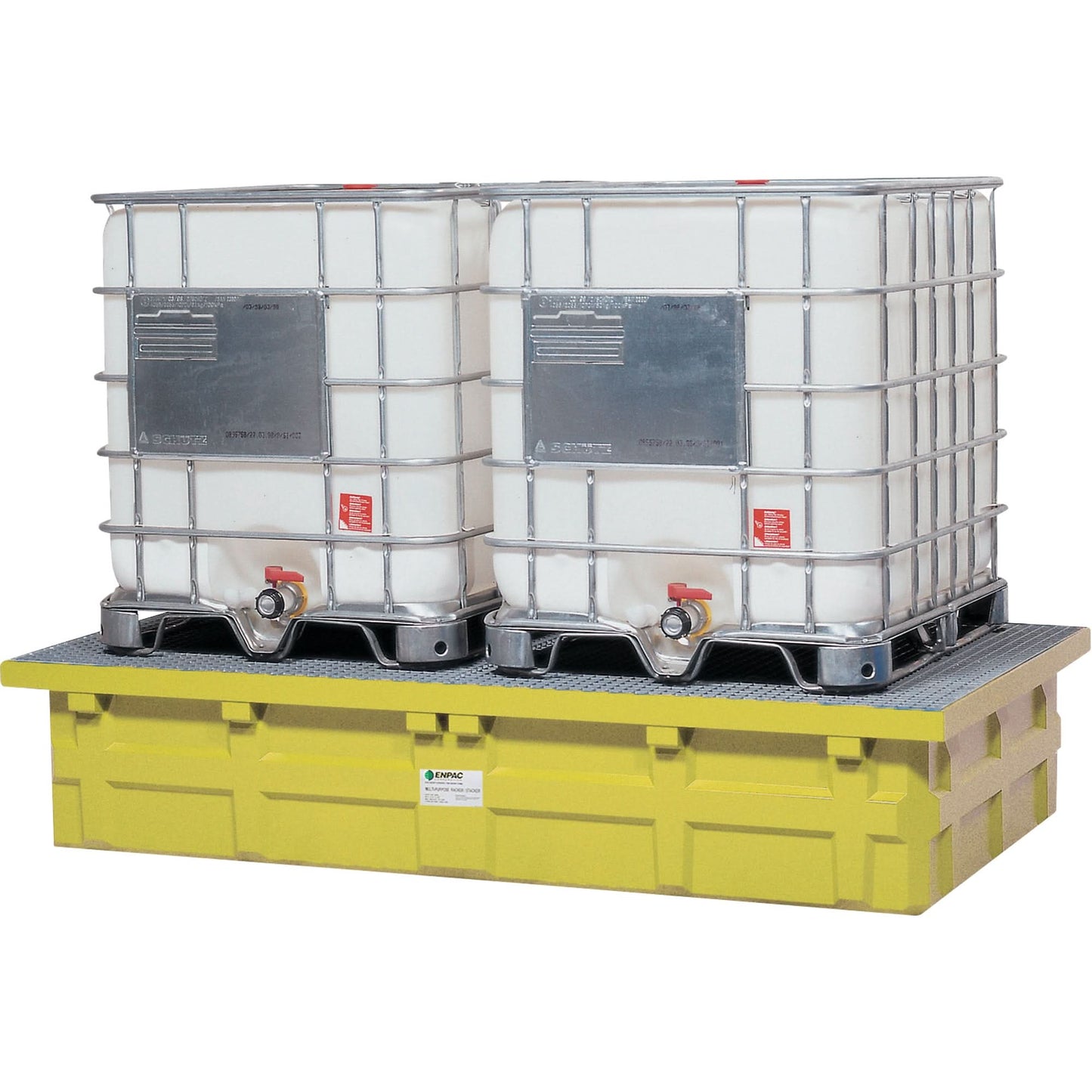 Double IBC Low-Top With Drain, 385 US gal. Spill Capacity, 110" x 55" x 20"