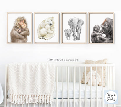 Baby Gorilla and Mom Art Print