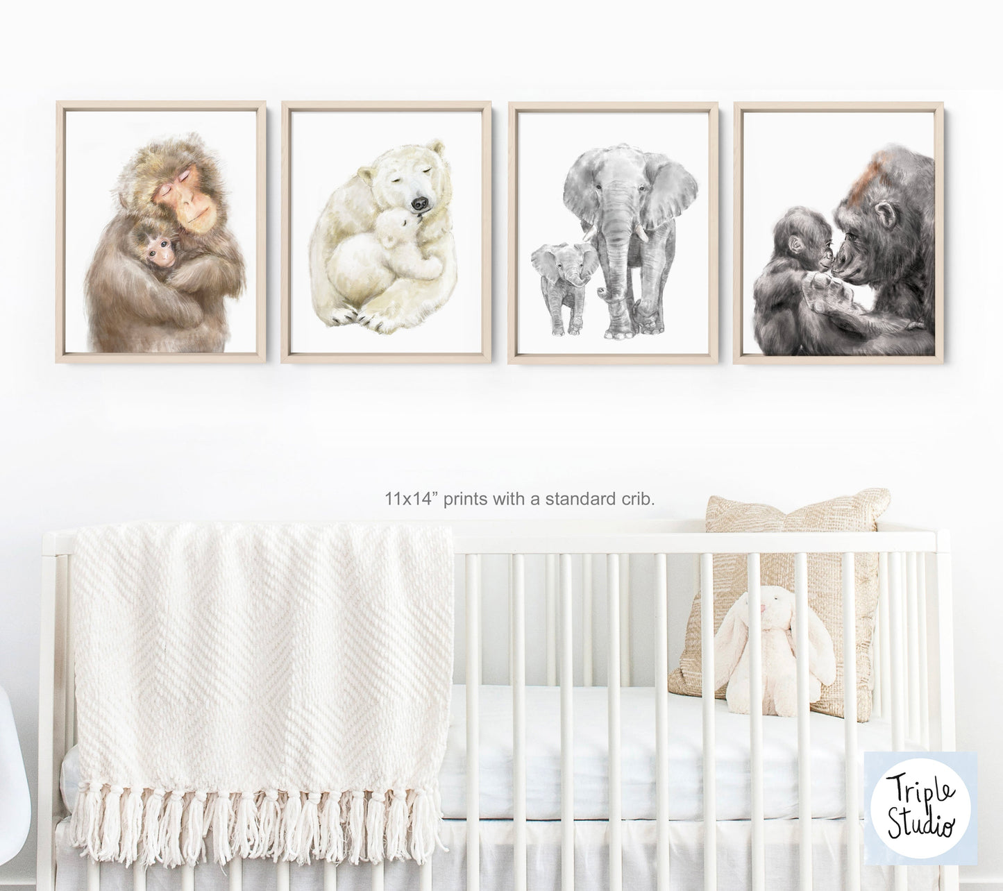 Baby Monkey and Mother Art Print