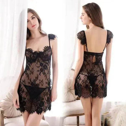 Charming lingerie transparent lace nightdress