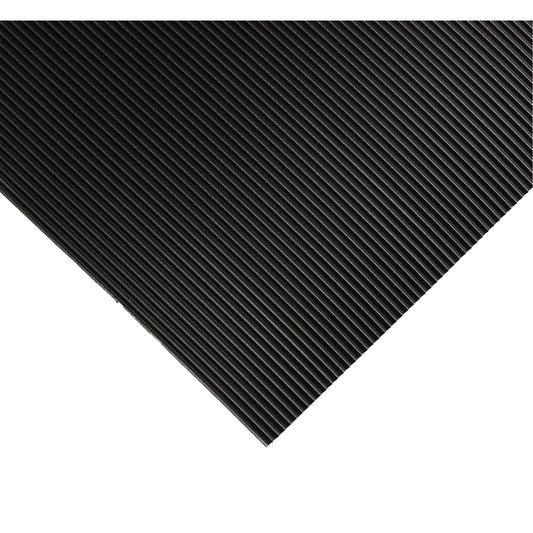 Corrugated Switchboard Matting No.702, 4' W x 10' L, 1/4" Thickness, Black, PVC