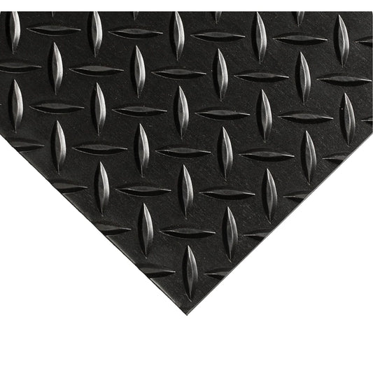 Diamond-Plate Switchboard Matting No.701, 2' W x 10' L, 1/4" Thickness, Black, PVC
