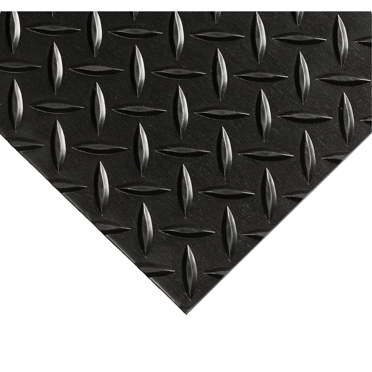 Diamond-Plate Switchboard Matting No.701, 3' W x 5' L, 1/4" Thickness, Black, PVC