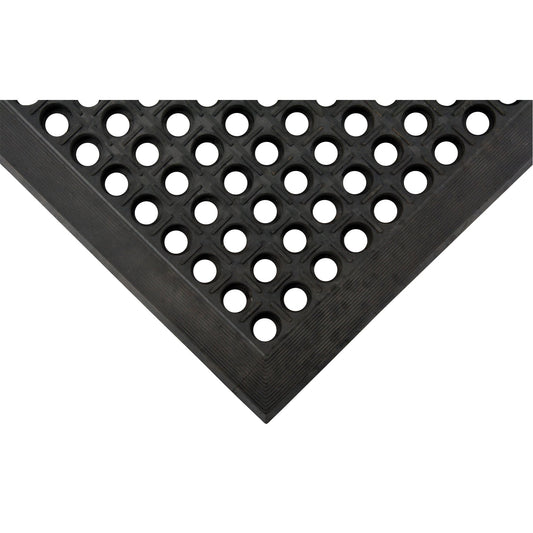 Tapis antifatigue, fendu, 0,9 m x 1,5 m x 2,2 cm, noir, caoutchouc naturel