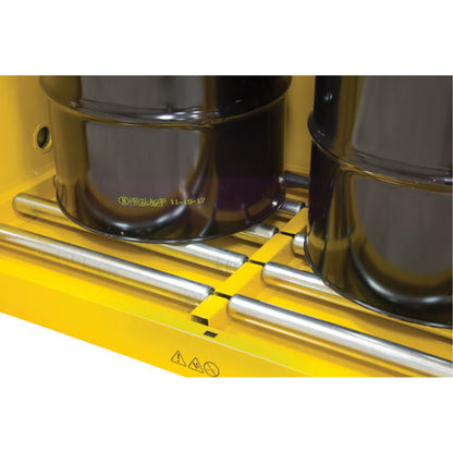 Vertical Drum Storage Cabinet, 110 US gal. Cap., 2 Drums, Yellow