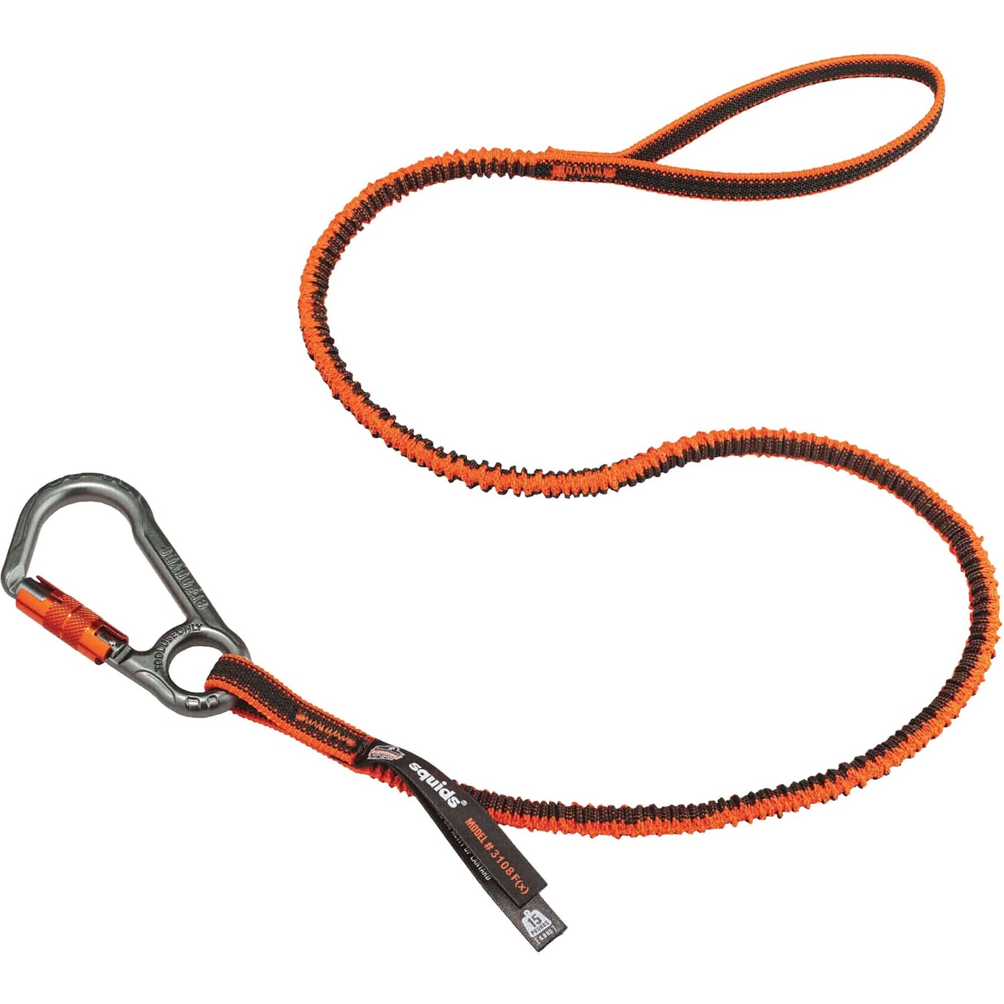 Squids® 3108F(x) Locking Tool Lanyard, Bungee, Carabiner/Loop