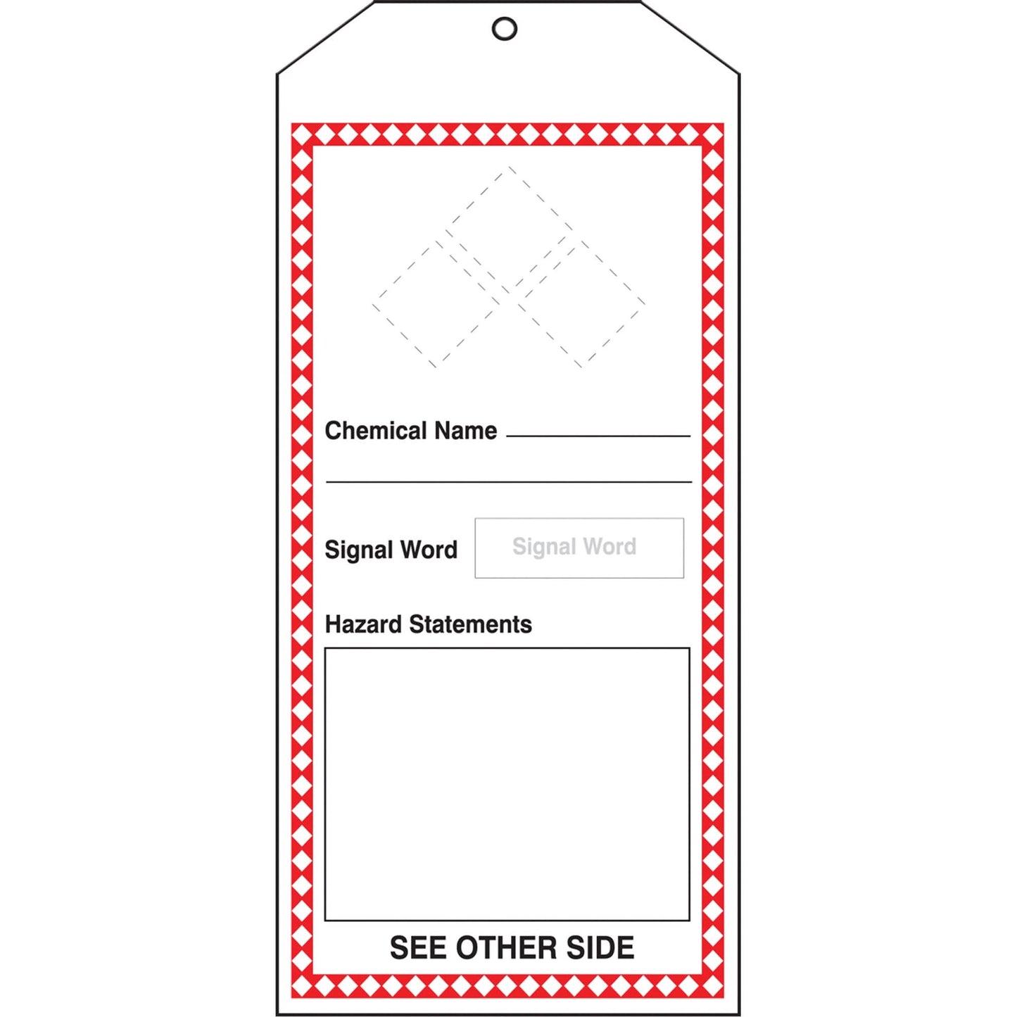 GHS Jumbo Tags, Cardstock, 3-7/8" W x 8-1/2" H, English