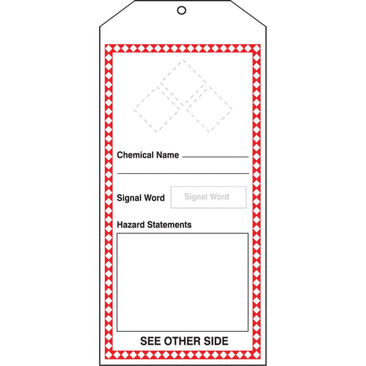 GHS Jumbo Tags, Cardstock, 3-7/8" W x 8-1/2" H, English