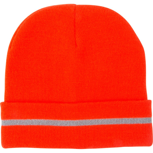 Bonnet tricoté haute visibilité avec bande réfléchissante, orange haute visibilité, acrylique