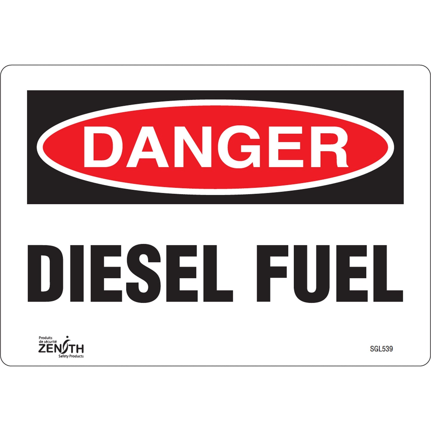 "Diesel Fuel" Sign, 7" x 10", Vinyl, English
