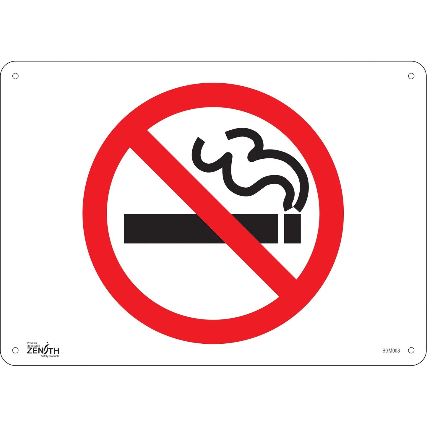 "No Smoking" Sign, 10" x 14", Aluminum, Pictogram