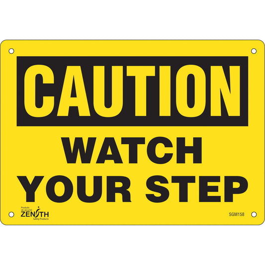 "Watch Your Step" Sign, 7" x 10", Plastic, English