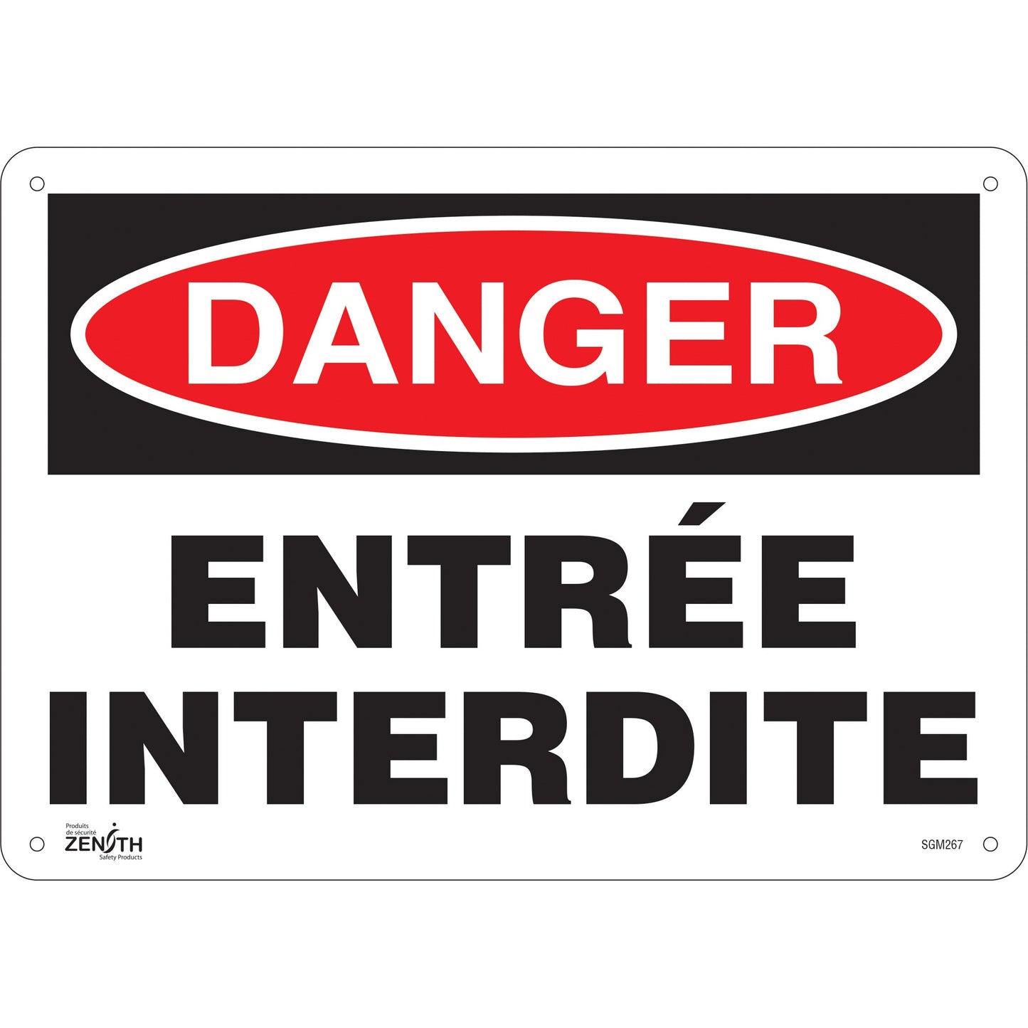 "Entrée Interdite" Sign, 10" x 14", Plastic, French