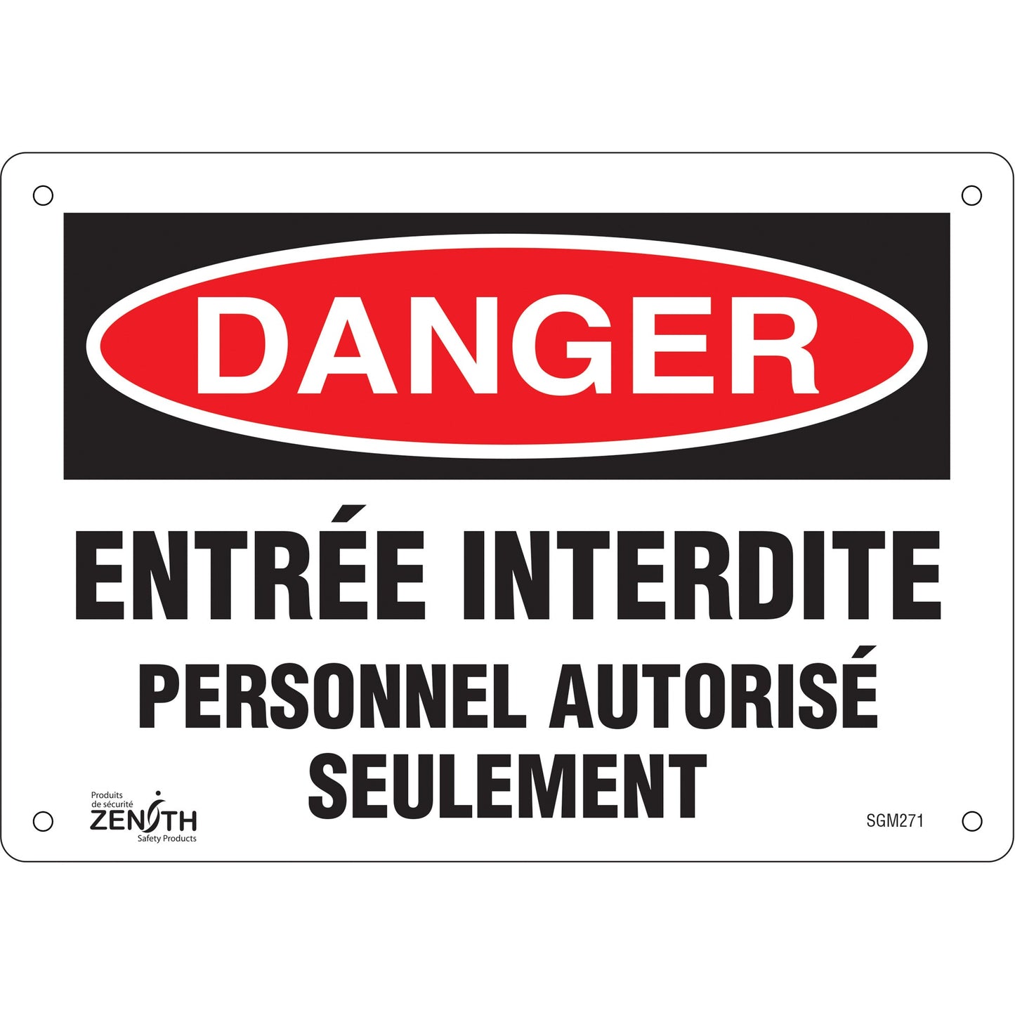 "Personnel Autorisé Seulement" Sign, 7" x 10", Aluminum, French