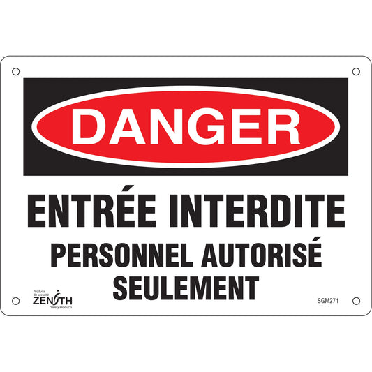 "Personnel Autorisé Seulement" Sign, 7" x 10", Aluminum, French
