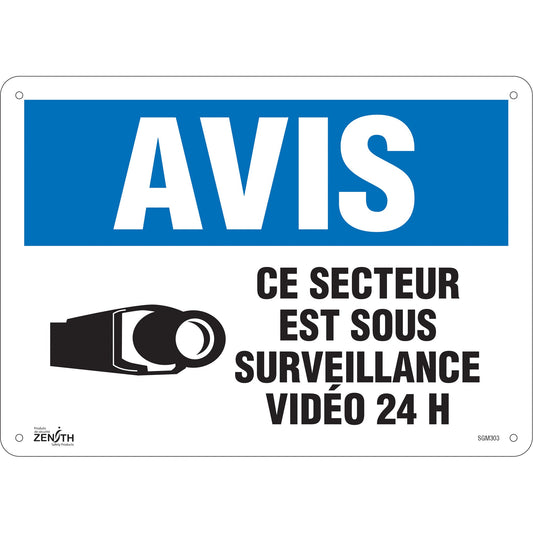 Panneau "Ce Secteur est Sous Surveillance", 25 x 35 cm, plastique, français avec pictogramme