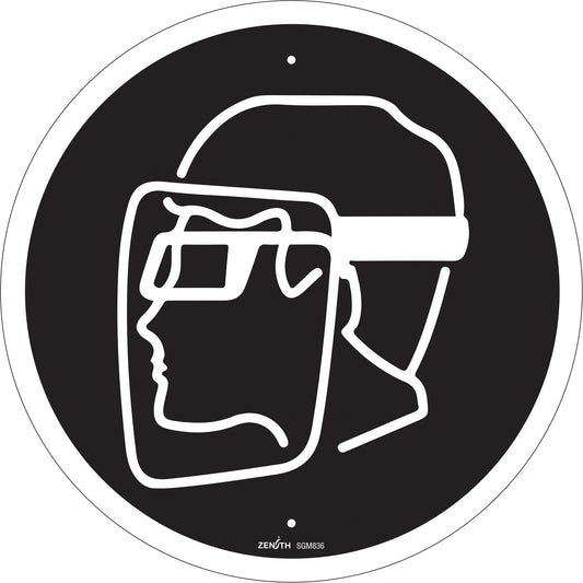 Face Protection Required CSA Standard Safety Sign, 12" x 12", Plastic, Pictogram