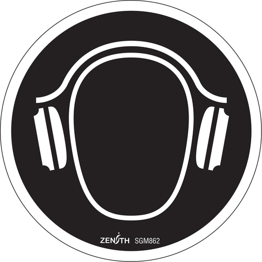 Hearing Protection Required CSA Standard Safety Sign, 6" x 6", Vinyl, Pictogram