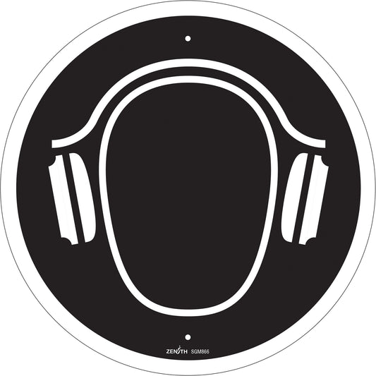 Hearing Protection Required CSA Standard Safety Sign, 12" x 12", Plastic, Pictogram