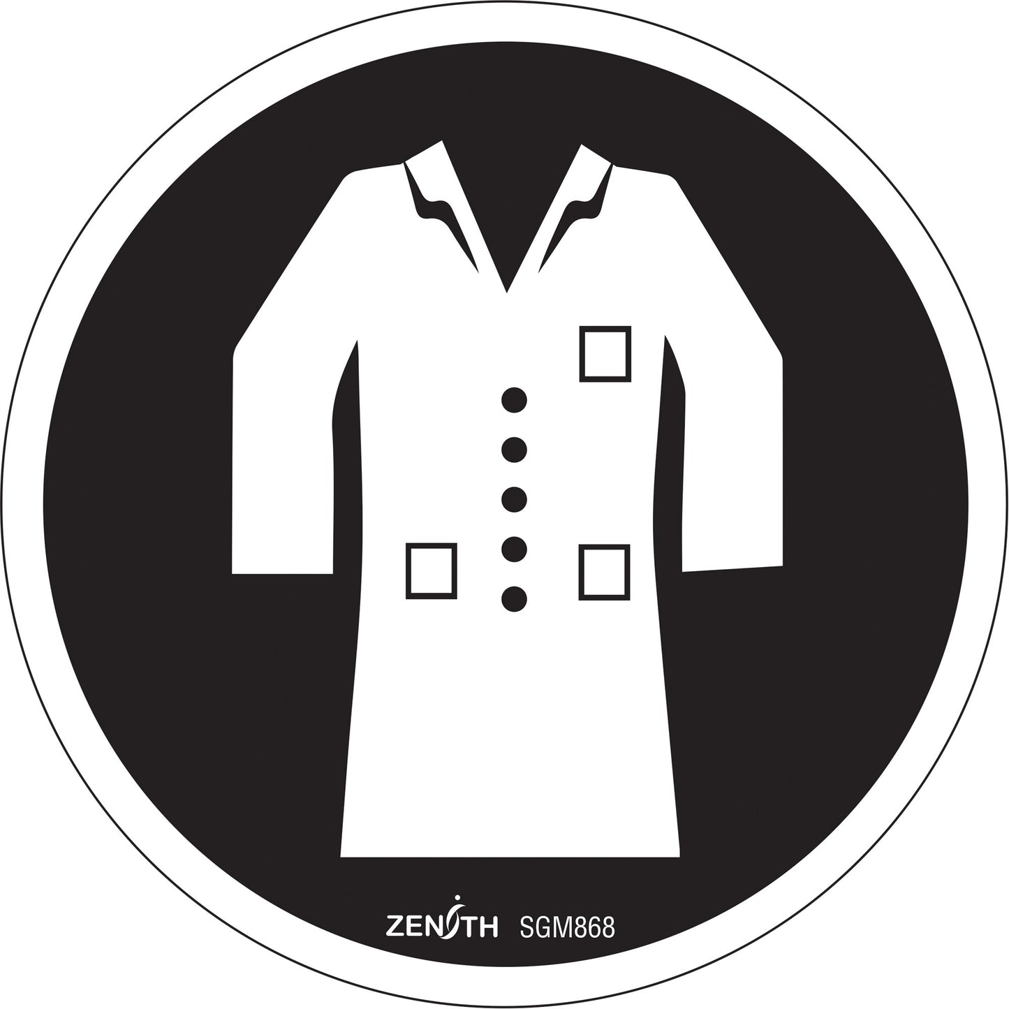 Lab Coat Required CSA Standard Safety Sign, 6" x 6", Vinyl, Pictogram