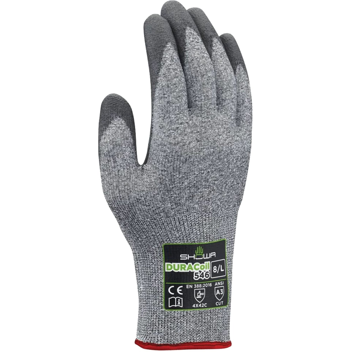 546 Cut Resistant Gloves, Size Large/8, 13 Gauge, Polyurethane Coated, HPPE Shell, ANSI/ISEA 105 Level 3/EN 388 Level C