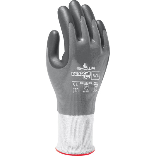 577 Cut Resistant Gloves, Size Large/8, 13 Gauge, Foam Nitrile Coated, HPPE Shell, ANSI/ISEA 105 Level 3/EN 388 Level C