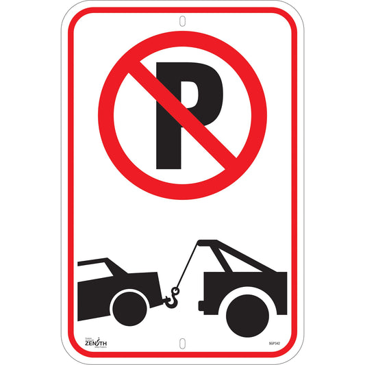 Panneau interdiction de stationner – Zone d'enlèvement, 45,7 x 30,5 cm, Aluminium, Pictogramme