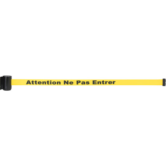 Magnetic Tape Cassette for Build-Your-Own Crowd Control Barrier, Attention ne pas entrer, 7', Yellow Tape