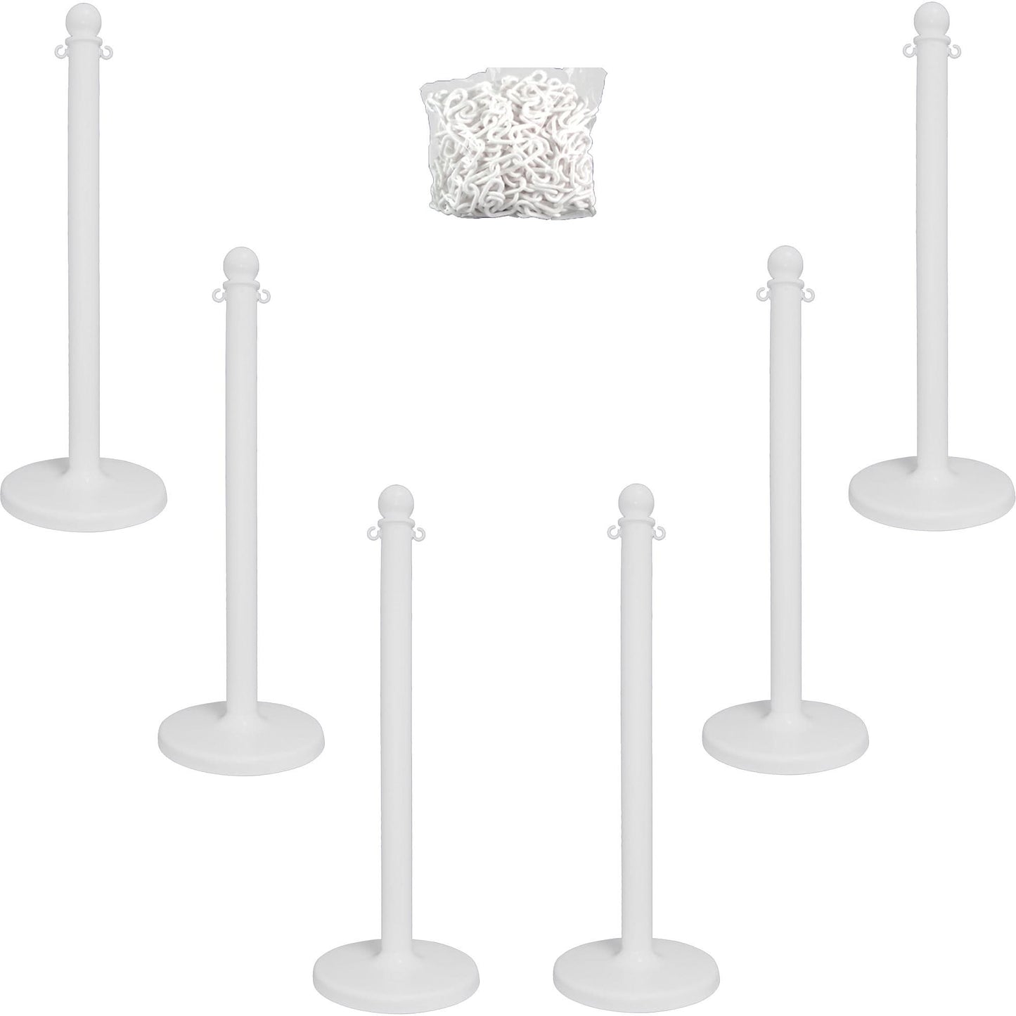 Medium-Duty Stanchion & Chain Kit, 40" High, White