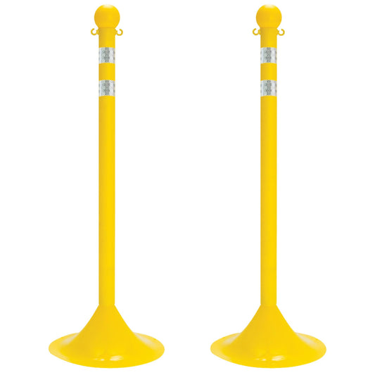 Light-Duty Reflective Stanchion Set, 41" High, Yellow