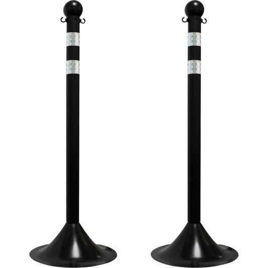 Light-Duty Reflective Stanchion Set, 41" High, Black